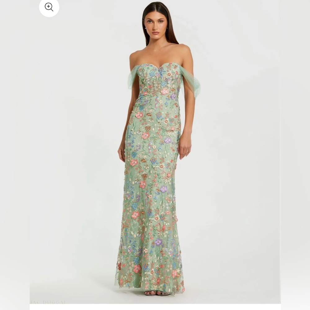 Mac Duggal Floral Embroidered Gown